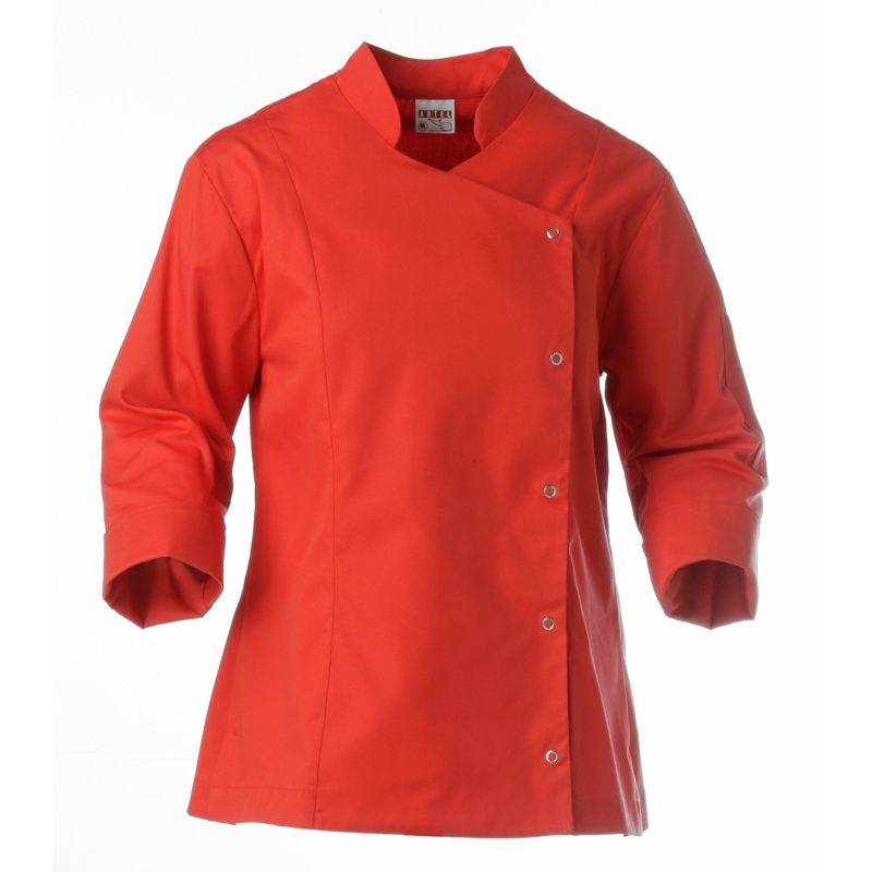 Chaqueta de Cocinera Artel Roja con Cierres Moderna y Elegante de tejido de larga duración antipilling