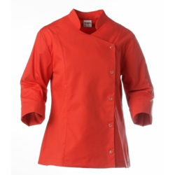 Chaqueta de Cocinera Artel Roja con Cierres Moderna y Elegante de tejido de larga duración antipilling