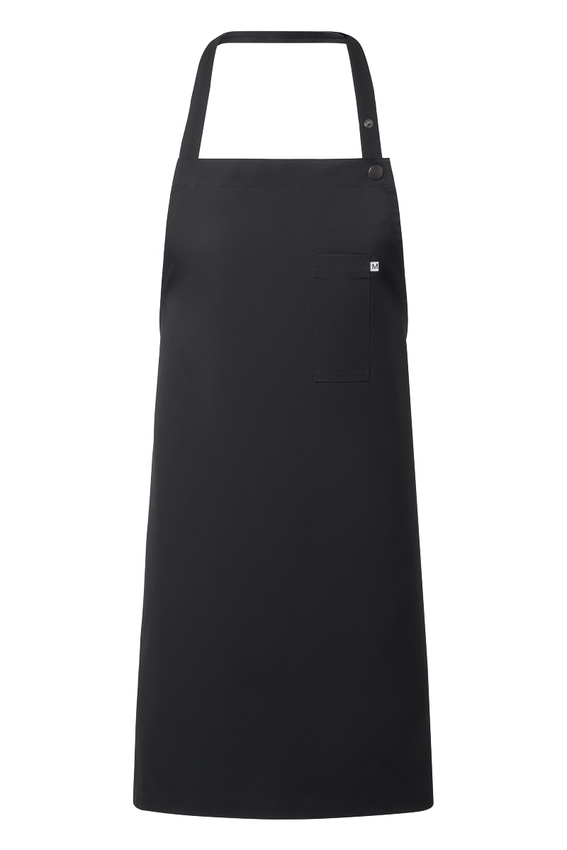 Delantal con peto negro regulable y bolsillo pecho 80 X 75 Mas6910