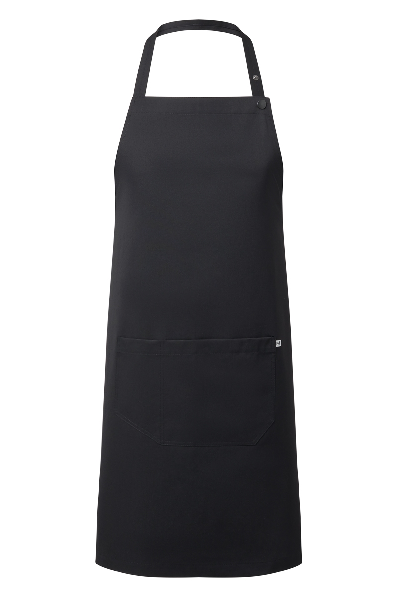 Delantal con peto negro regulable y bolsillo asimétrico 85X75 Mas6920
