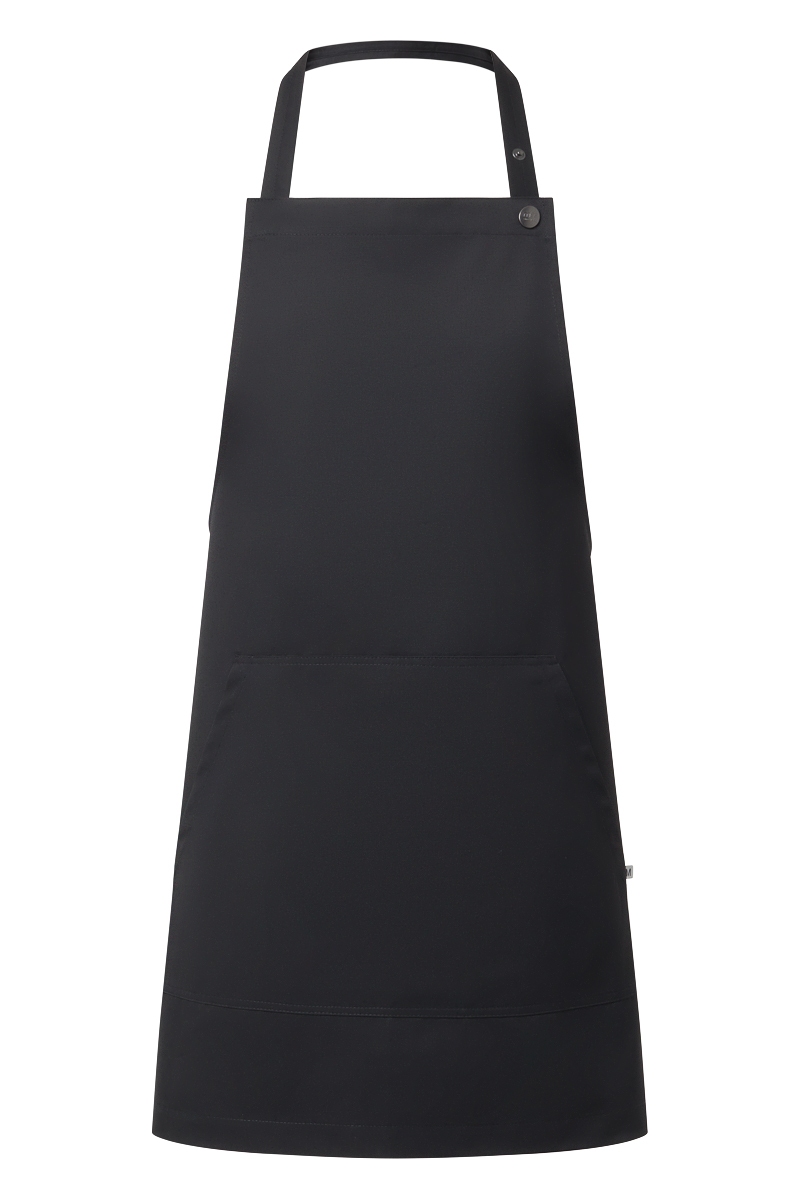 Delantal con peto negro regulable y bolsillo tipo canguro 70X70 Mas6930