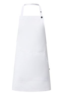 Delantal con peto blanco regulable y bolsillo tipo canguro 70X70 Mas6931