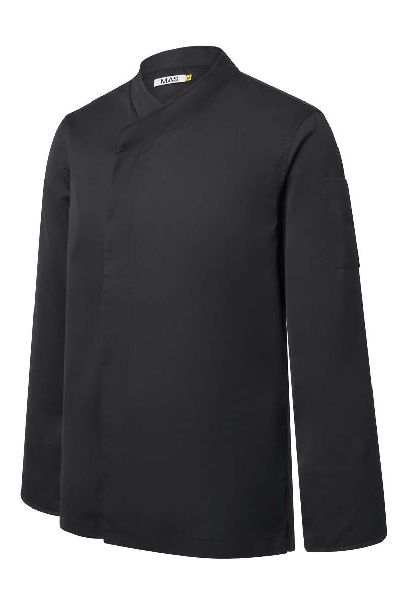 Chaqueta negra de chef con espalda de punto Tencel Mas7200