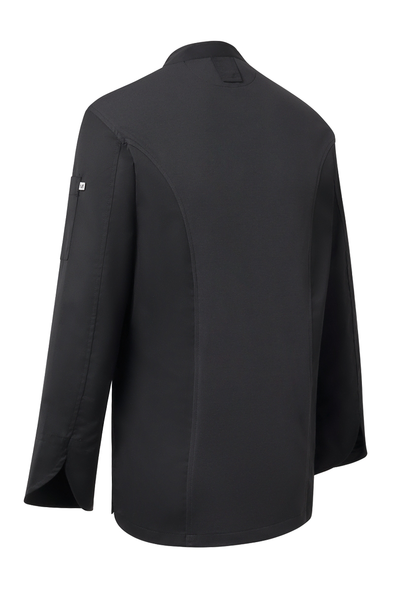 Chaqueta negra de chef con espalda de punto Tencel Mas7200 1