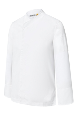 Chaqueta blanca de chef con espalda de punto Tencel Mas7201