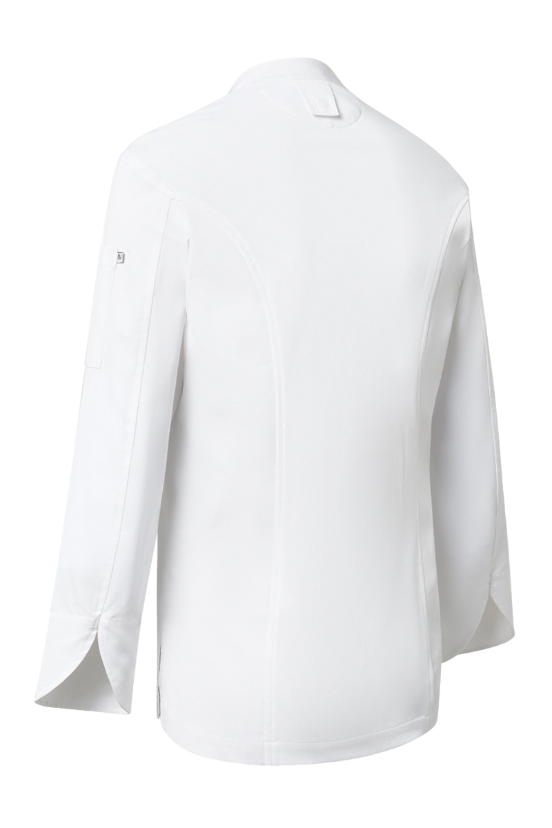 Chaqueta blanca de chef con espalda de punto Tencel Mas7201 1