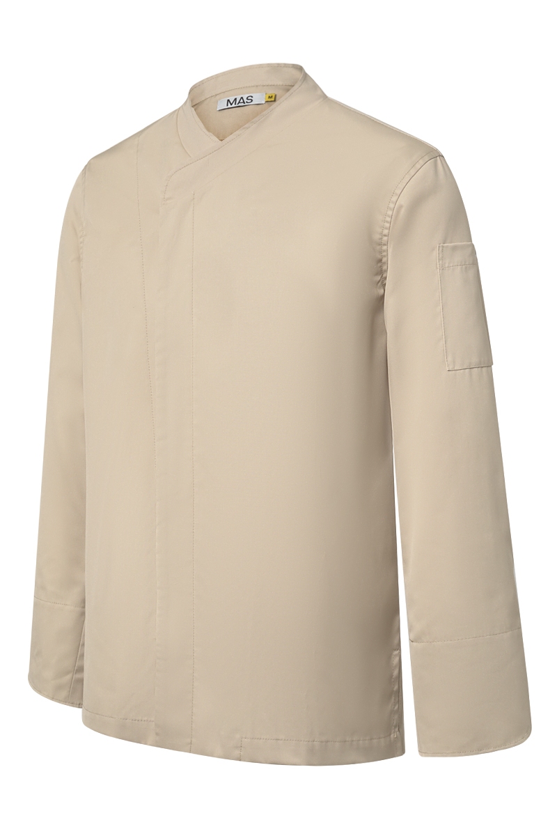 Chaqueta arena de chef con espalda de punto Tencel Mas7201