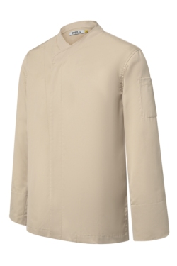 Chaqueta arena de chef con espalda de punto Tencel Mas7201