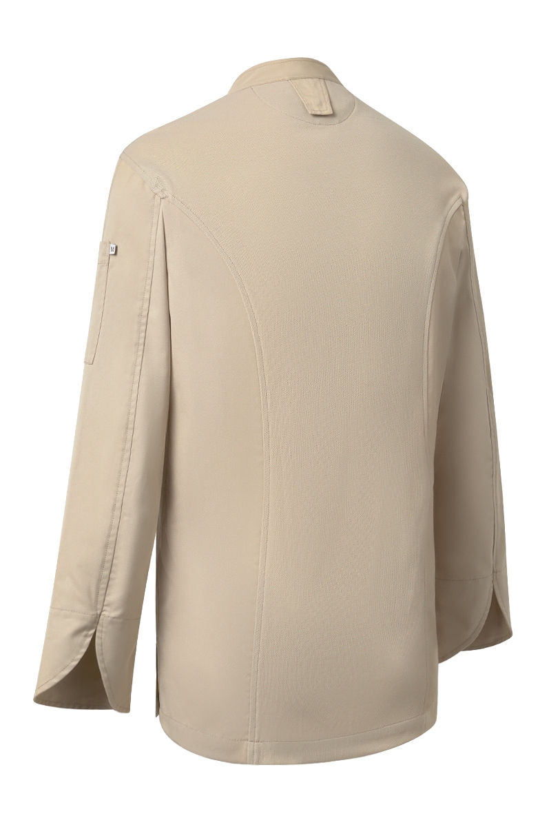 Chaqueta arena de chef con espalda de punto Tencel Mas7201 1