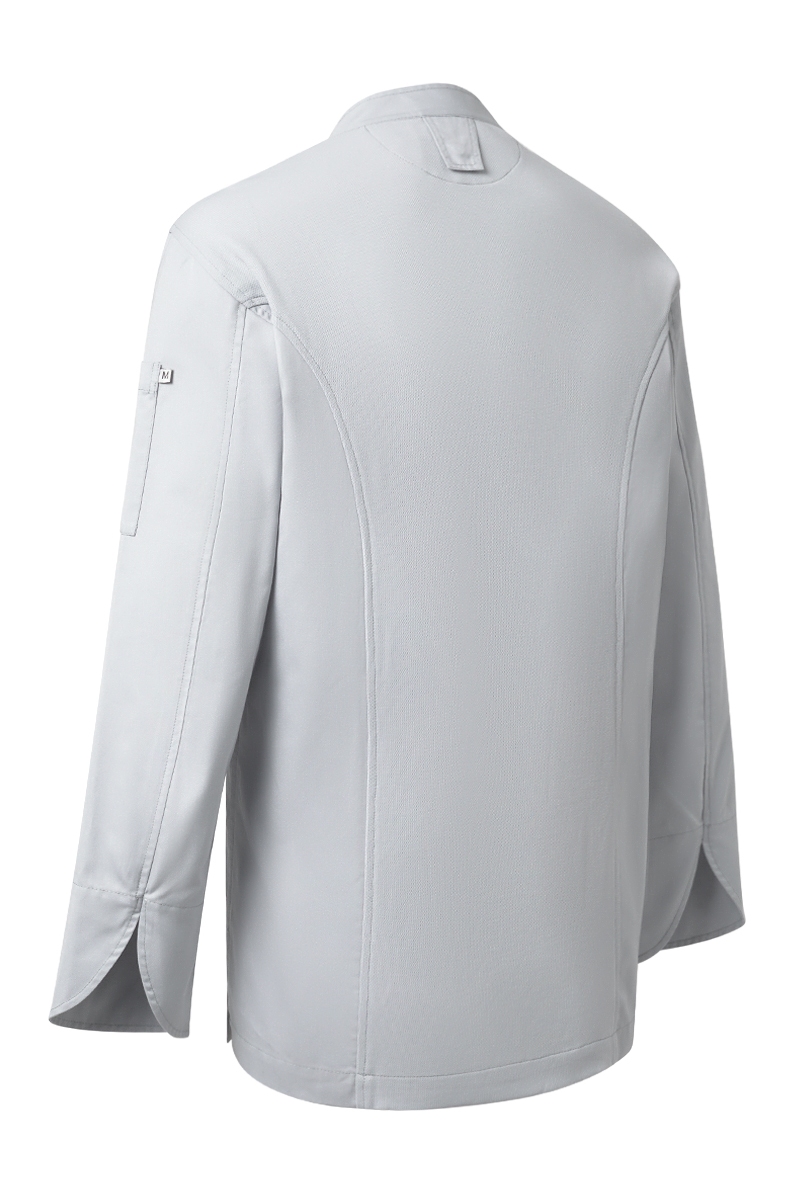 Chaqueta gris de chef con espalda de punto Tencel Mas7202 1
