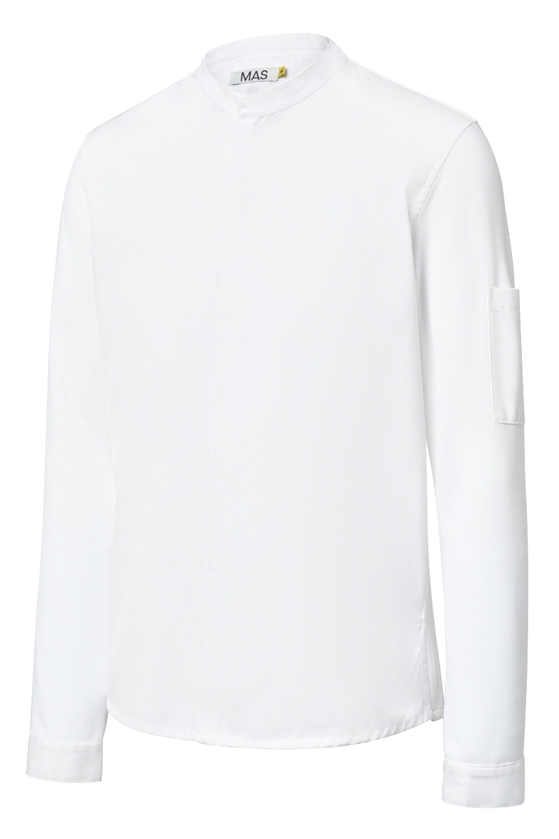 Chaqueta chef blanca con espalda y mangas de punto Tencel 7221