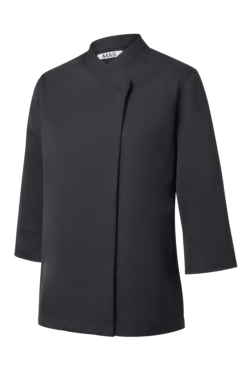 Chaqueta negra de chef mujer espalda de punto Tencel Mas7250