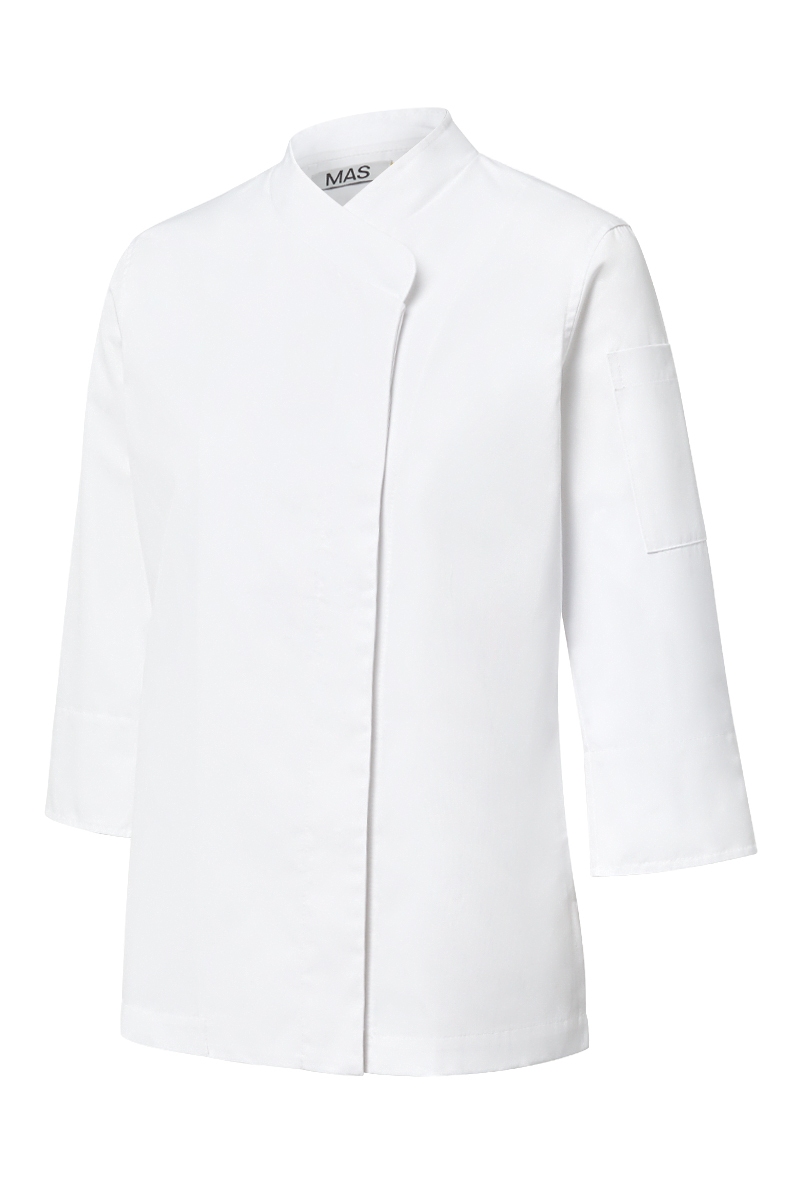 Chaqueta blanca de chef mujer espalda de punto Tencel Mas7251