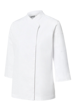 Chaqueta blanca de chef mujer espalda de punto Tencel Mas7251