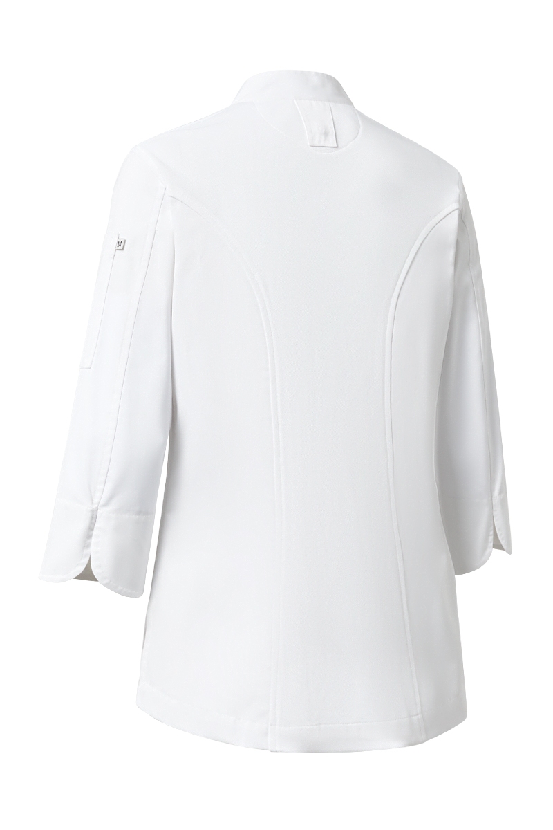 Chaqueta blanca de chef mujer espalda de punto Tencel Mas7251 1
