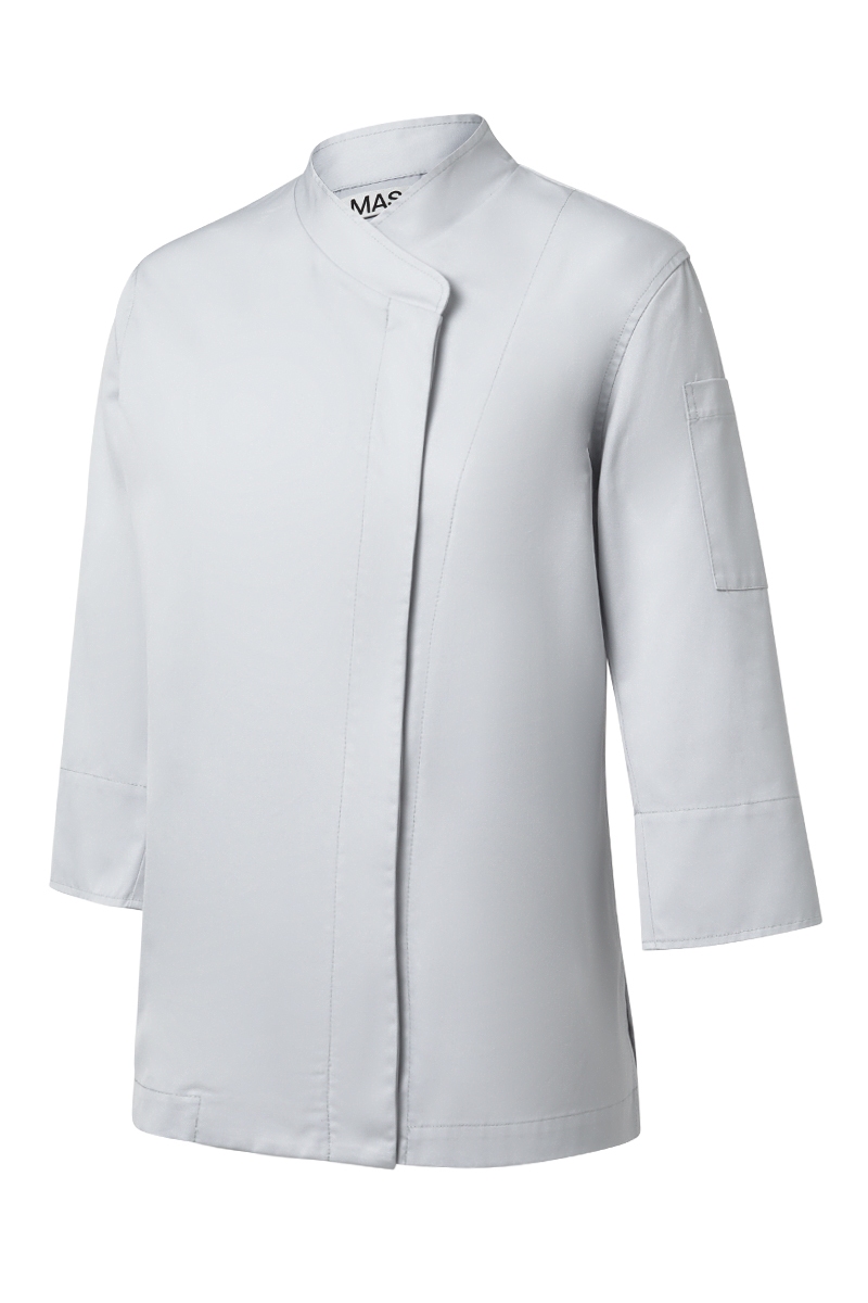 Chaqueta gris de chef mujer espalda de punto Tencel Mas7253