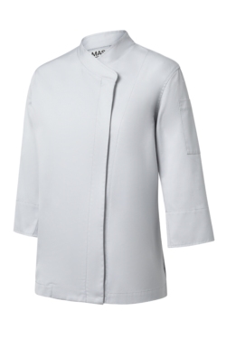 Chaqueta gris de chef mujer espalda de punto Tencel Mas7253