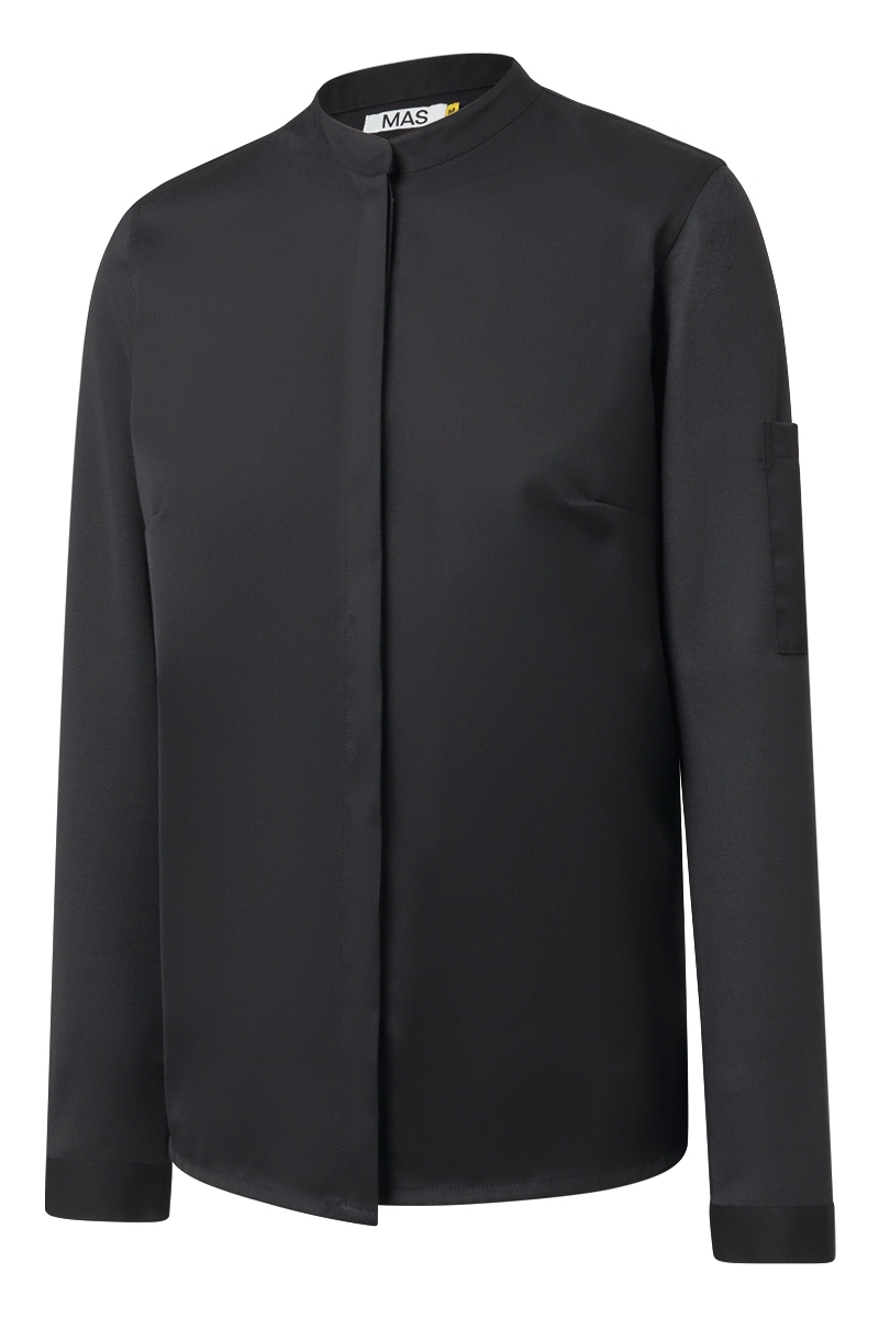 Chaqueta mujer chef negra espalda y mangas de punto Tencel 7260