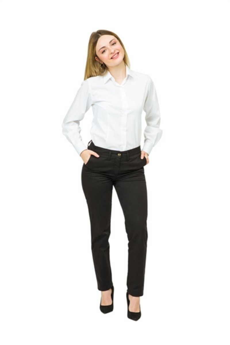Pantalón negro estilo chino para mujer fino y elástico