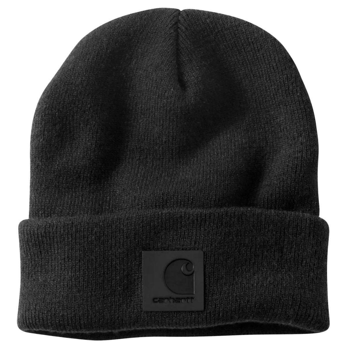 Gorro Carhartt Knit Beanie negro con logo piel sintética 101070