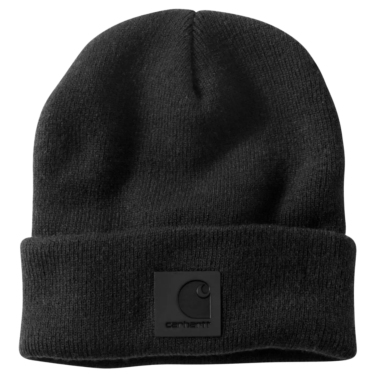 Gorro Carhartt Knit Beanie negro con logo piel sintética 101070
