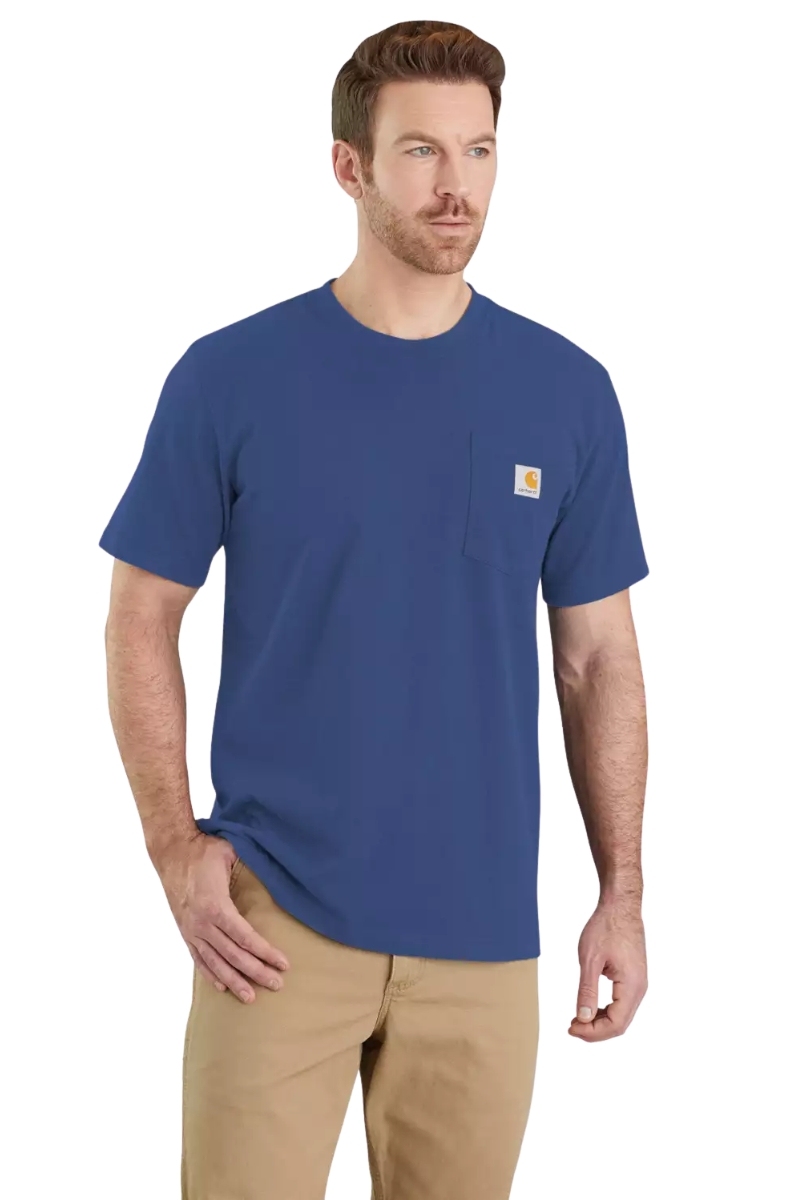 Camiseta Carhartt color deep ocean con bolsillo