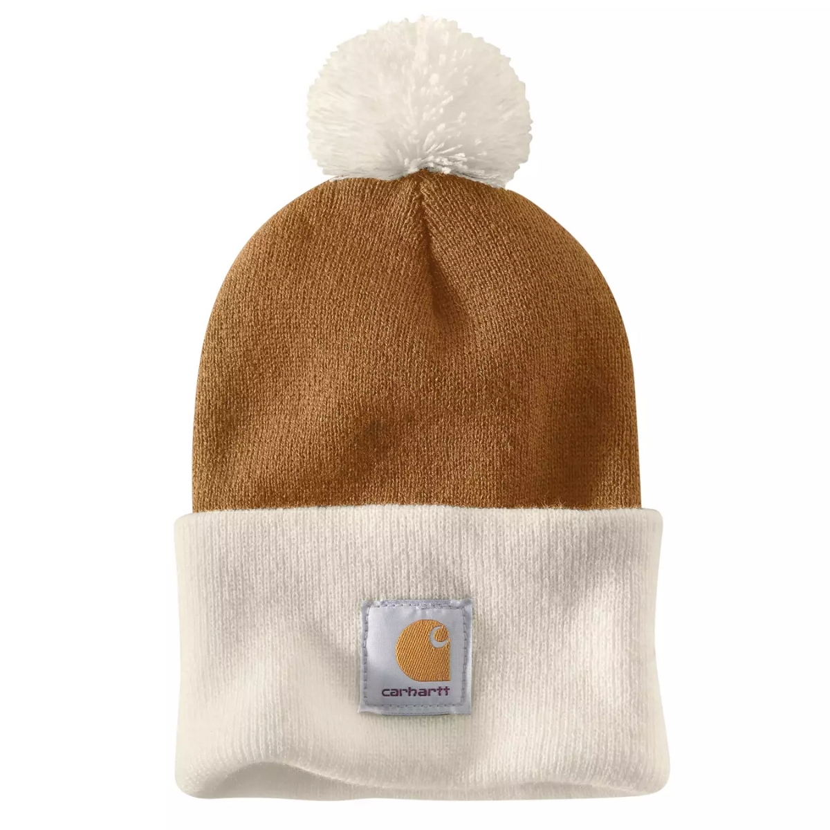 Gorro marrón Carhartt con pompón Knit Pom Cuffed Beanie