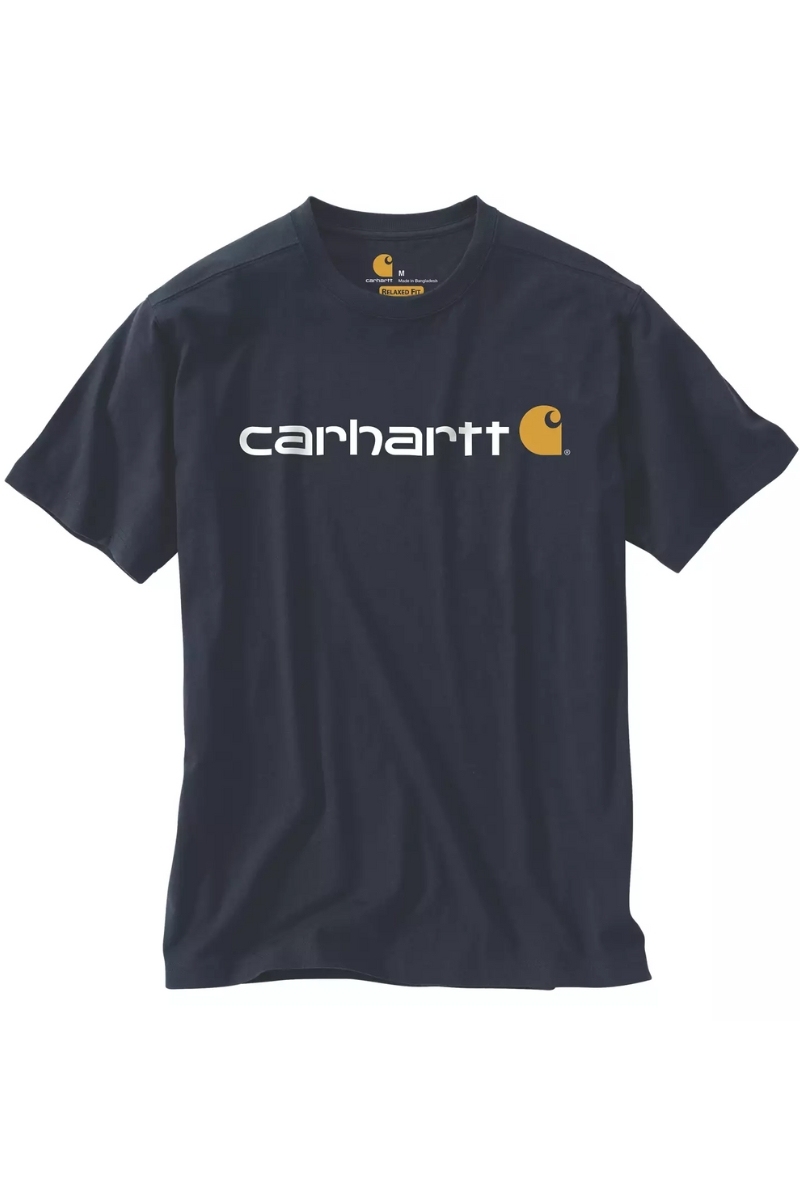 Camiseta azul marino core logo Carhartt gruesa algodón 103361 col. 412
