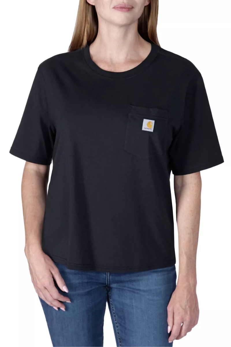 Camiseta negra de mujer con bolsillo Carhartt
