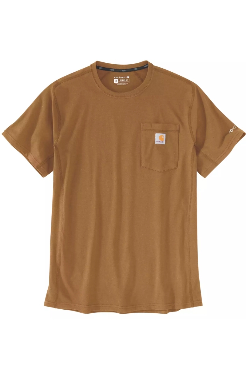 Samarreta Carhartt Force marró amb butxaca i màniga ranglan 106652