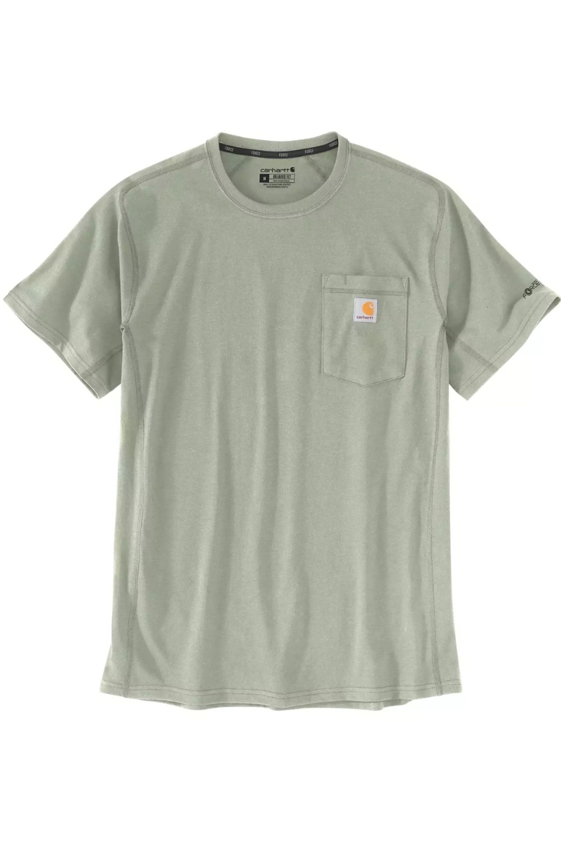 Camiseta Carhartt Force verde sage con bolsillo y manga ranglán 106652