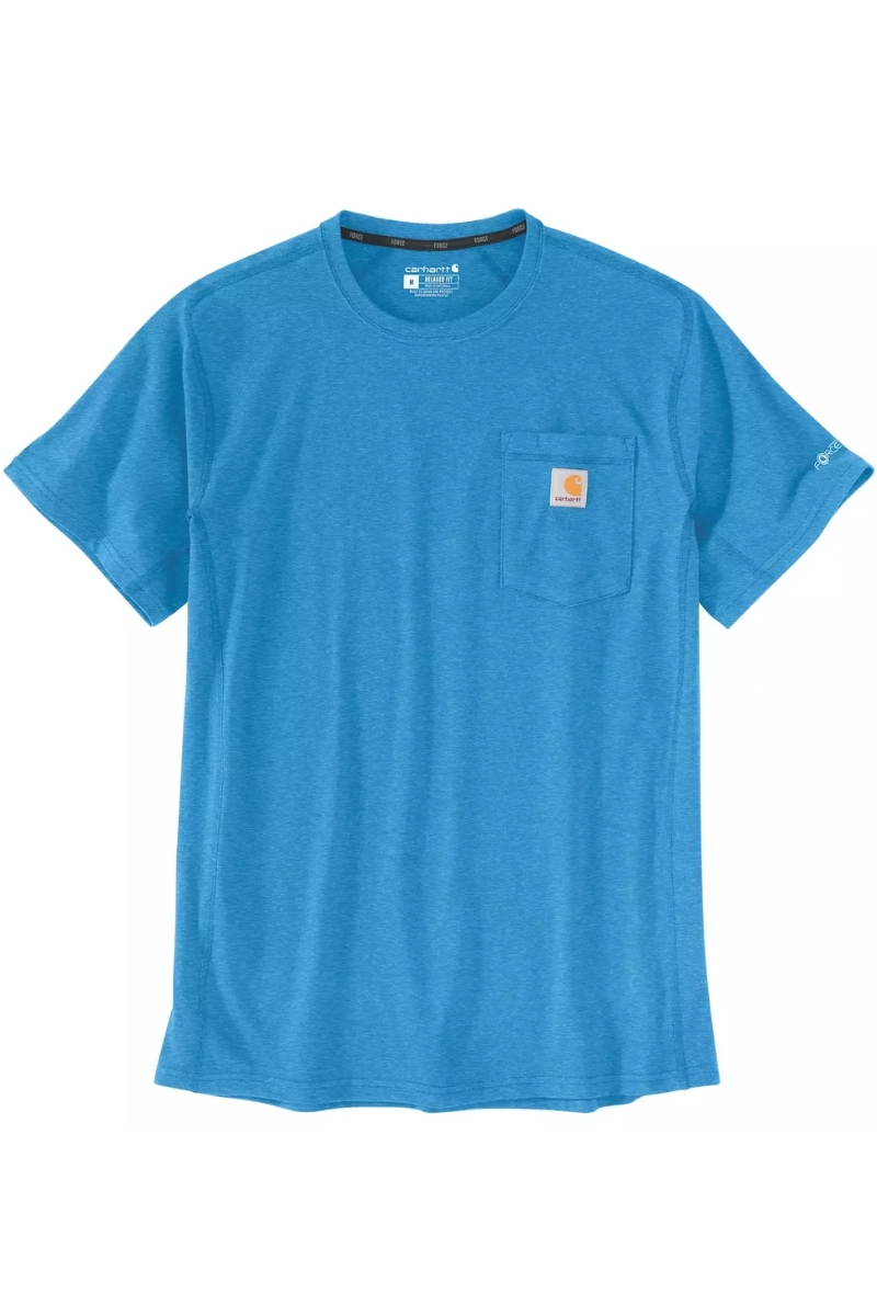 Camiseta Carhartt Force celeste fuerte con bolsillo y manga ranglán 106652