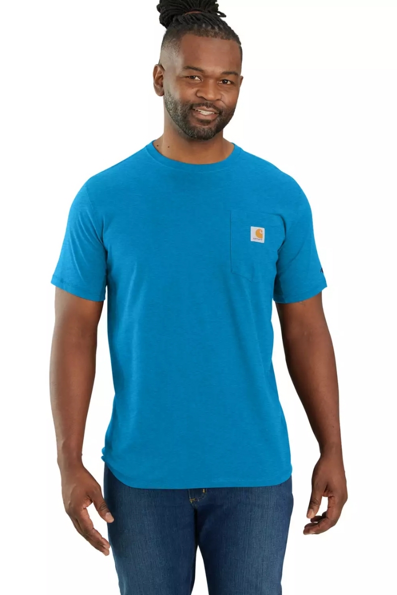 Camiseta hombre celeste fuerte con bolsillo Carhartt Force™