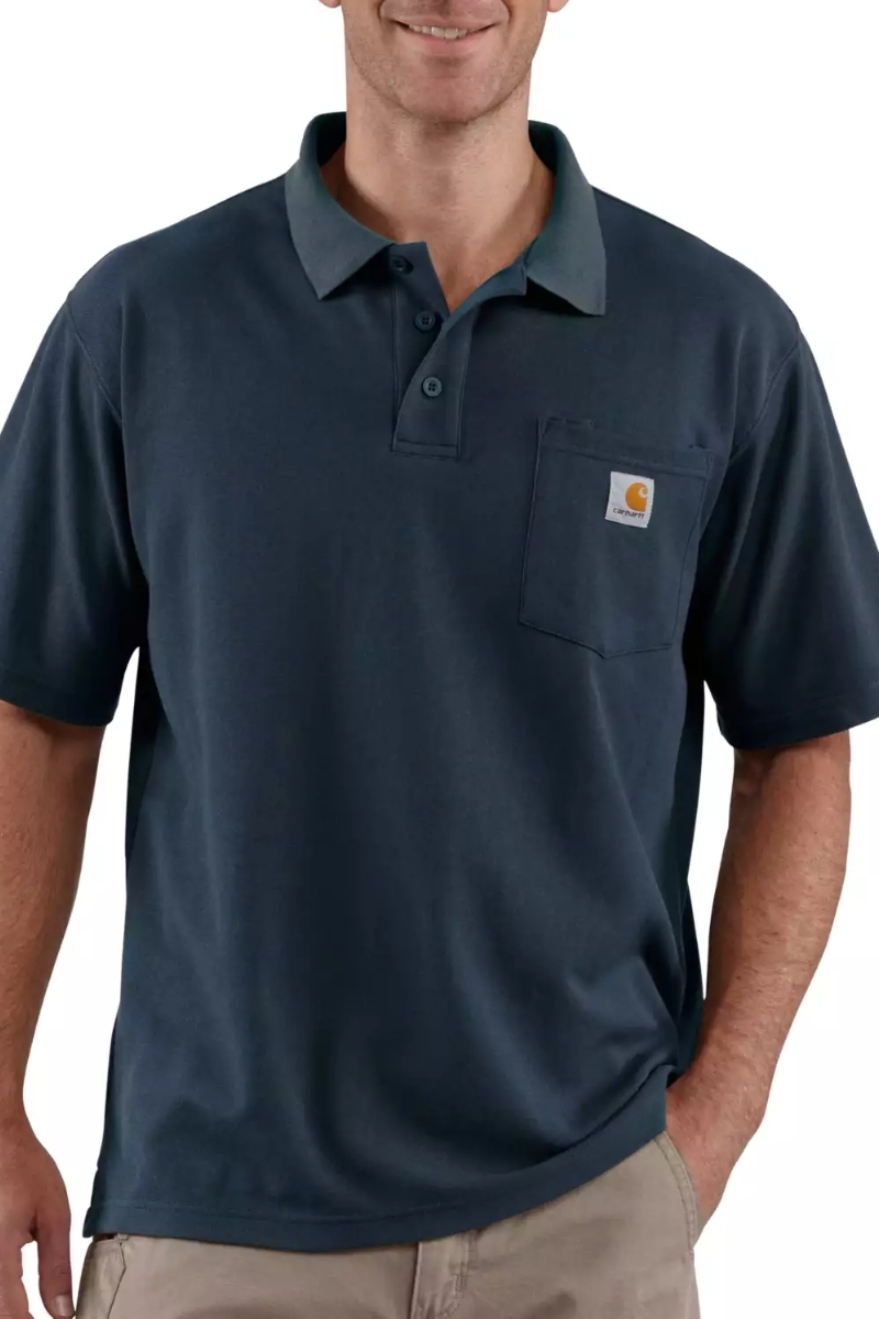 Polo manga corta azul marino Carhartt con bolsillo