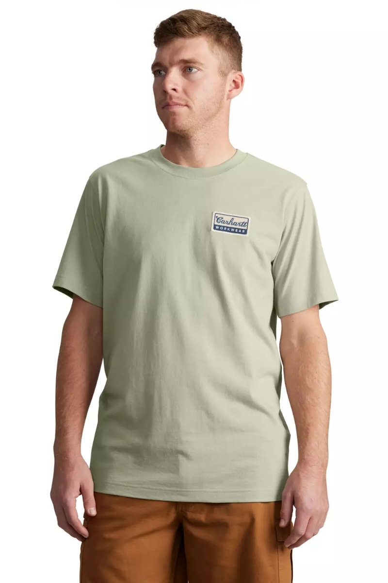 Camiseta de hombre verde sage con parche en el pecho Carhartt Workwear