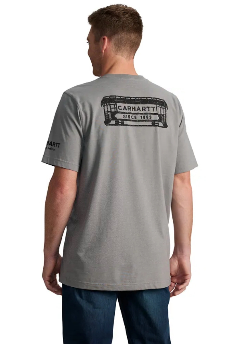 Camiseta Carhartt gris con bolsillo y gráfico en la espalda