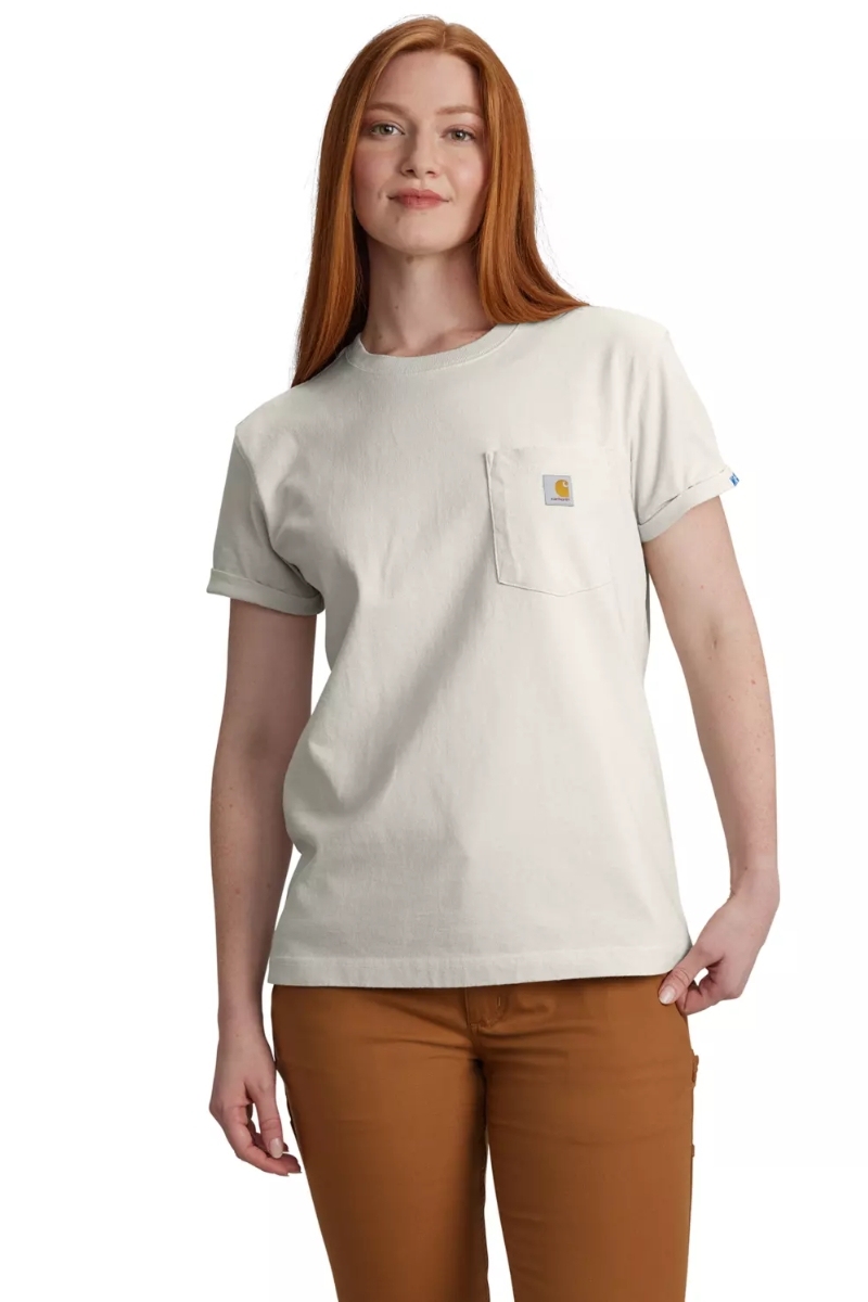 Camiseta de mujer Carhartt gruesa con bolsillo y gráfico en la espalda