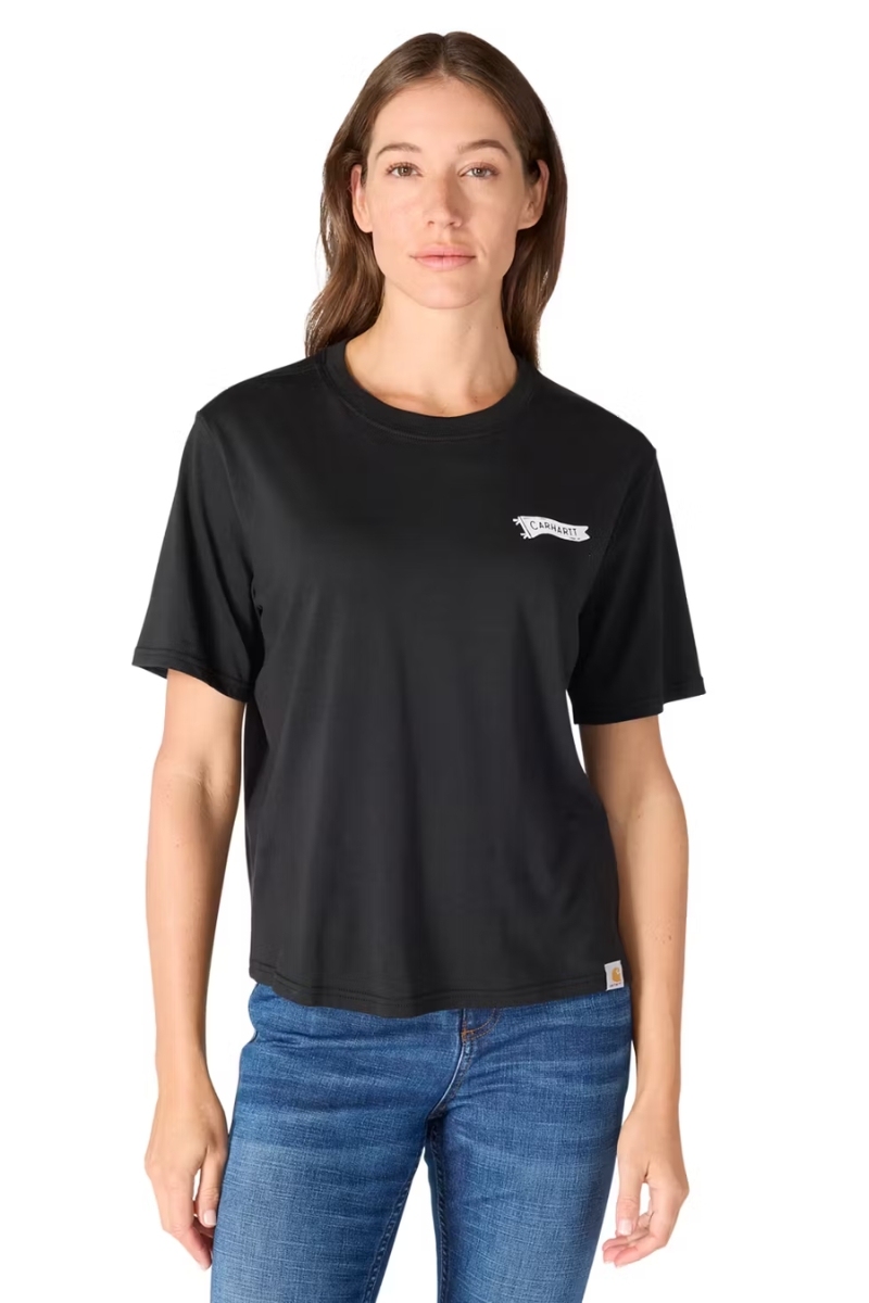 Camiseta de mujer negra con banderín Carhartt 