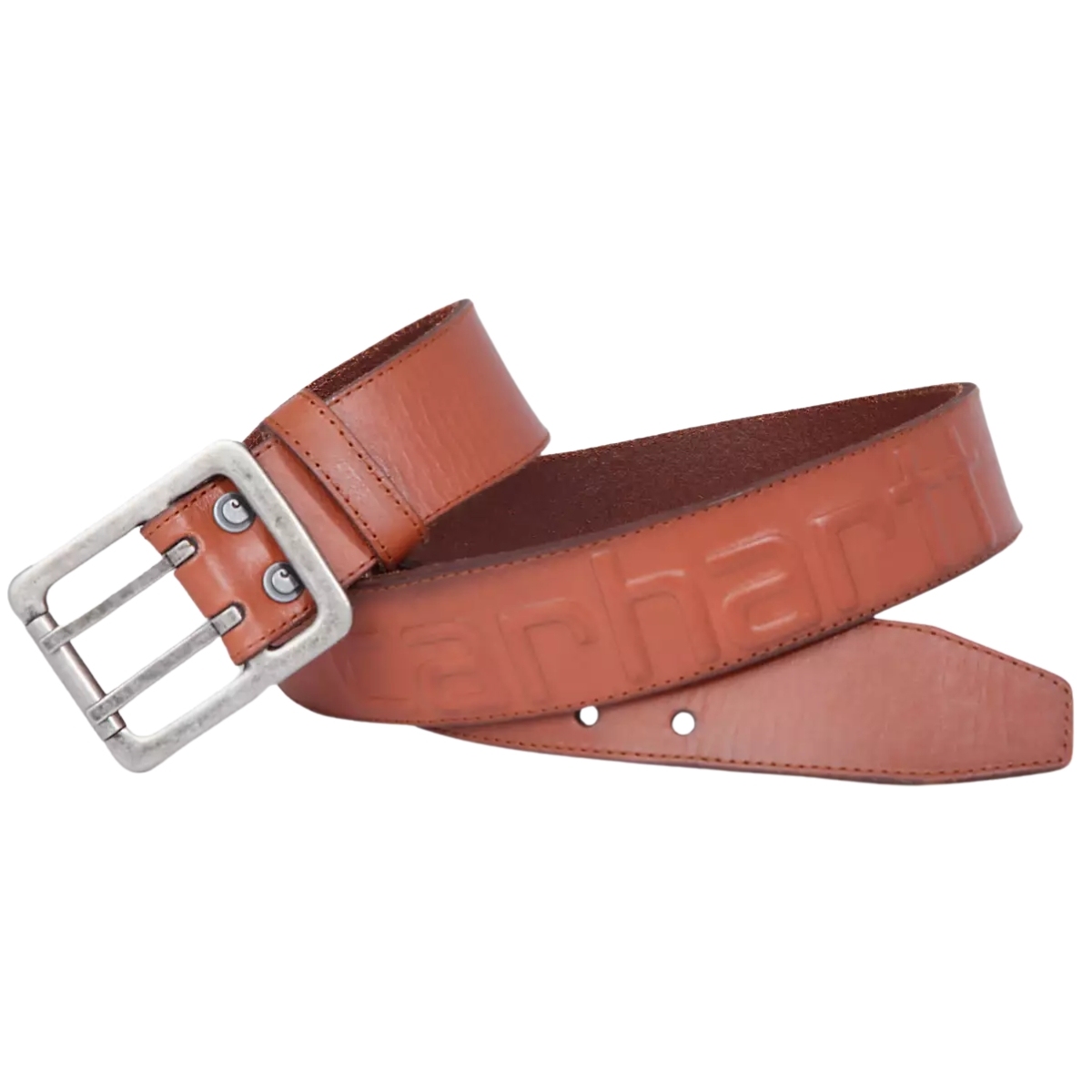 Cinturón marrón Carhartt de piel natural logo en relieve A0005656
