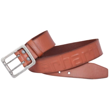 Cinturón marrón Carhartt de piel natural logo en relieve A0005656