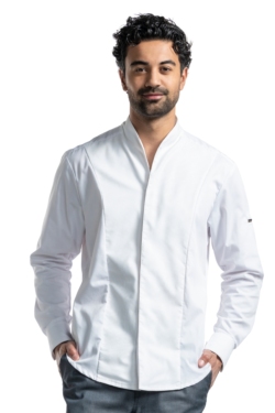 Chaqueta cocina de hombre blanca manga larga cuello chimenea Chaud Devant 222