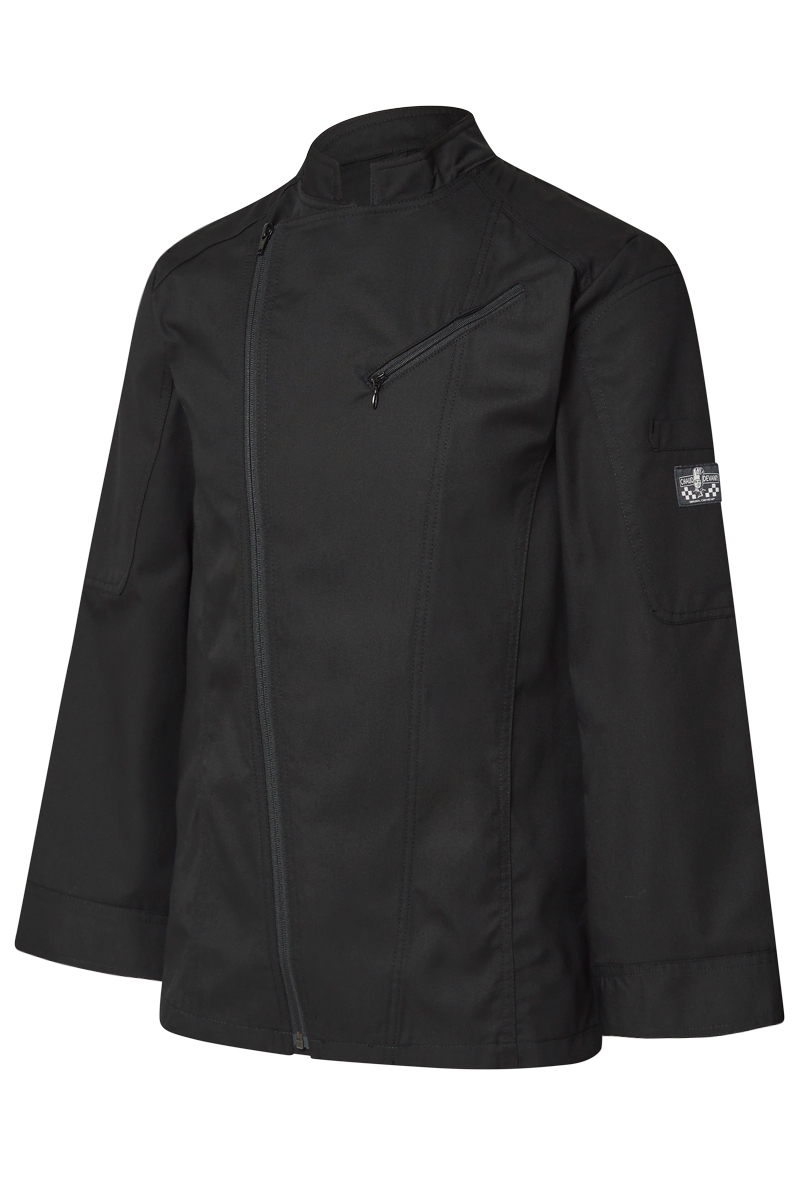 Chaqueta negra de cocinero de diseño original ligeramente entallada