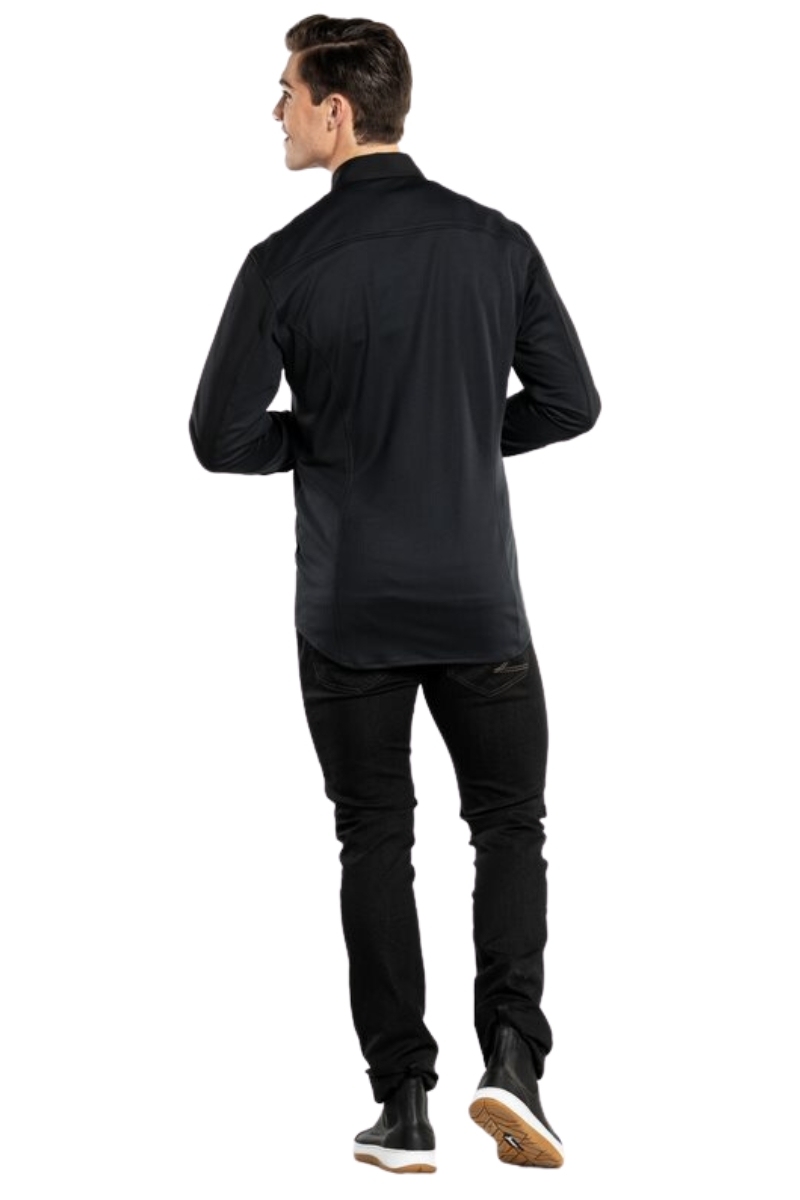 Camisa negra de màniga llarga amb esquena de jersei