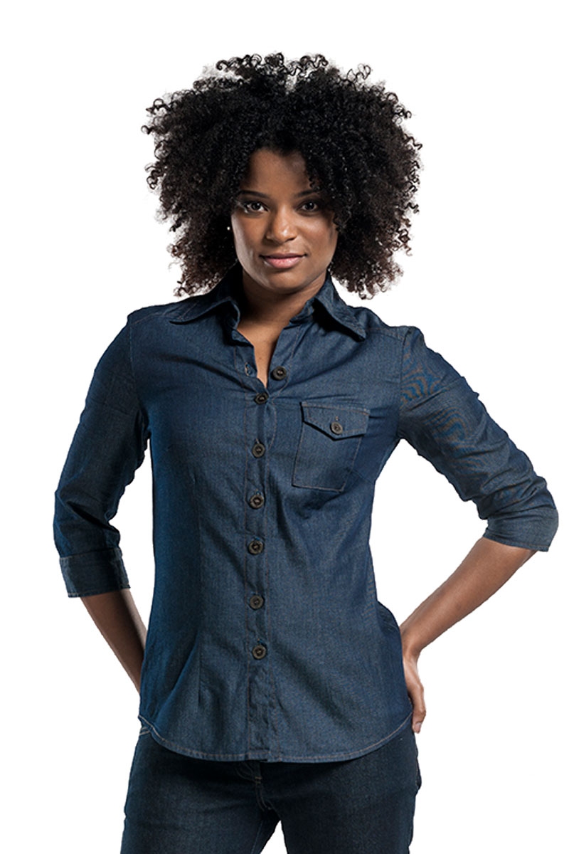 Blusa Denim elástica uniforme hosteleria Chaud Devant