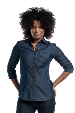 Blusa Denim elástica uniforme hosteleria Chaud Devant