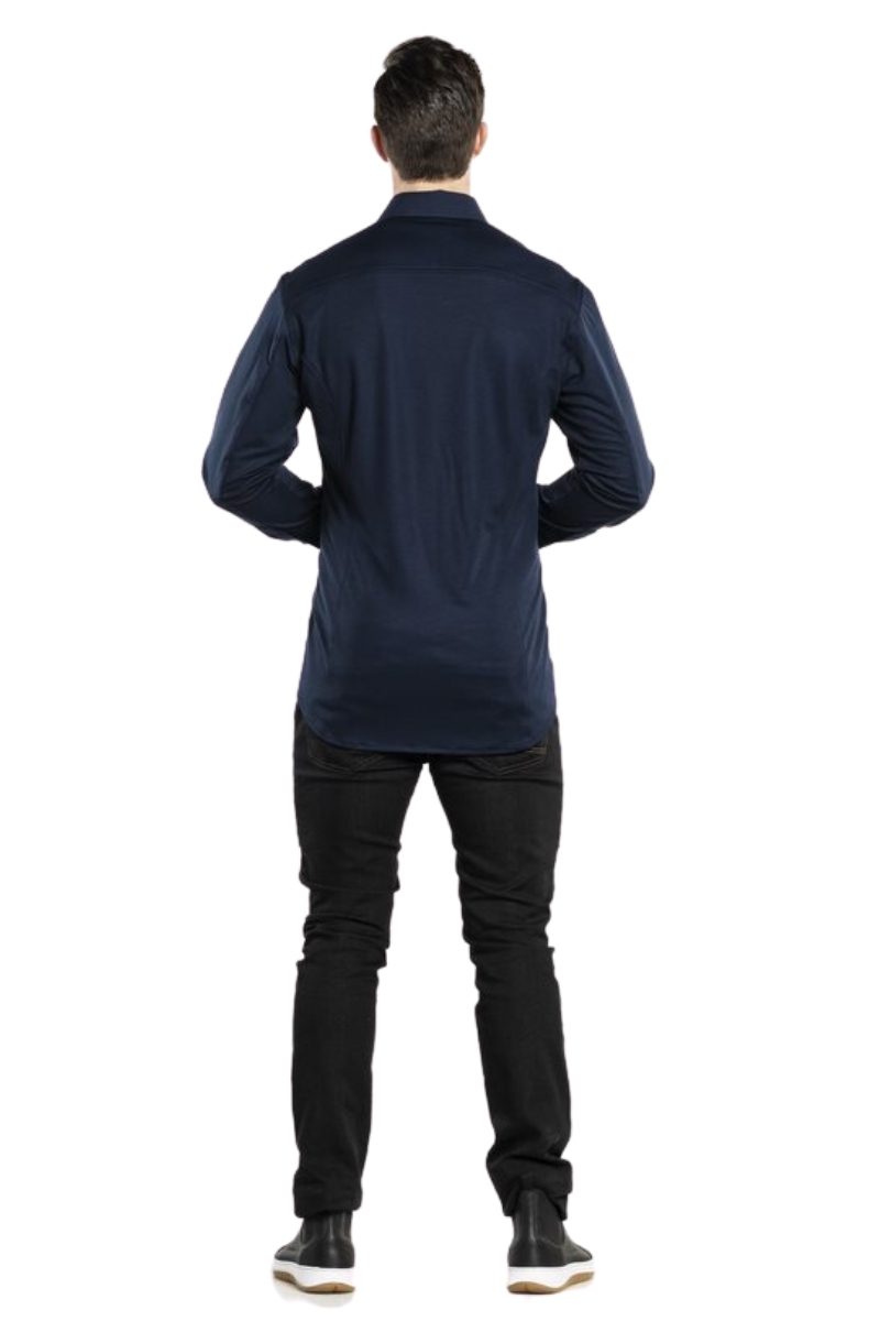 Camisa Chaud Devant azul marino manga larga espalda tejido jersey