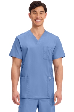 Casaca sanitaria Cherokee cuello de pico celeste WWE670