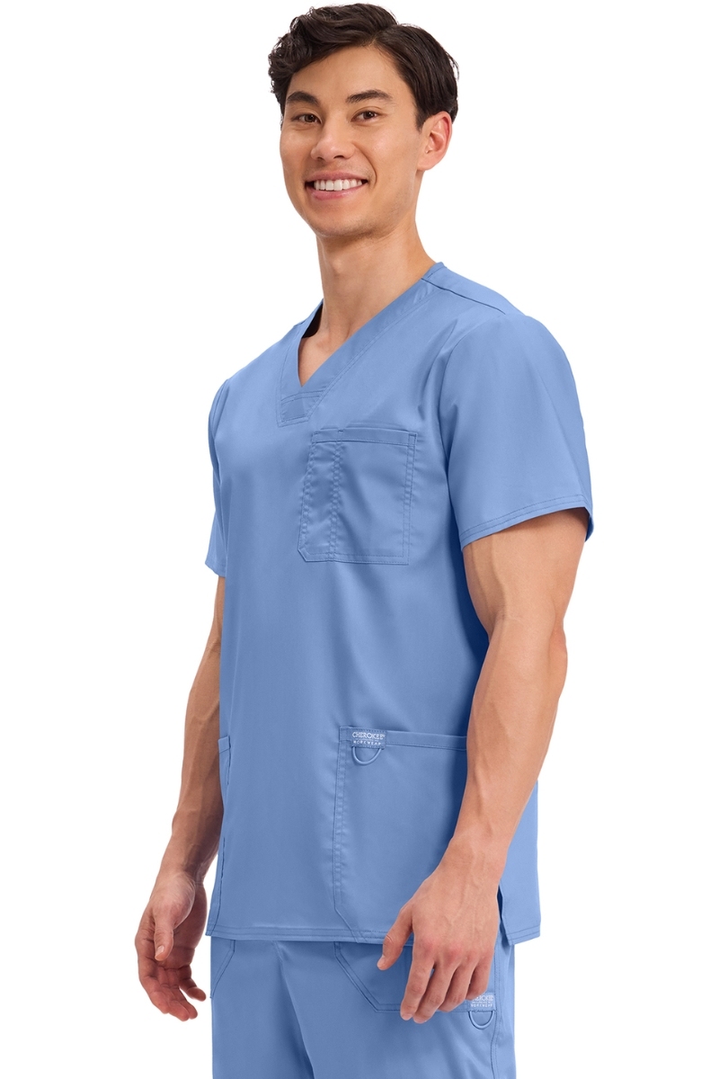 Casaca sanitaria Cherokee cuello de pico celeste WWE670 2