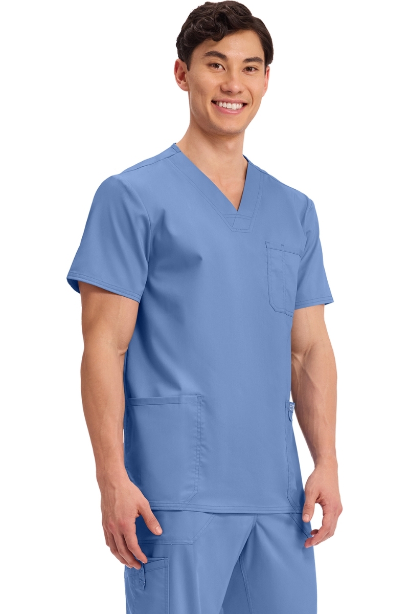 Casaca sanitaria Cherokee cuello de pico celeste WWE670 3