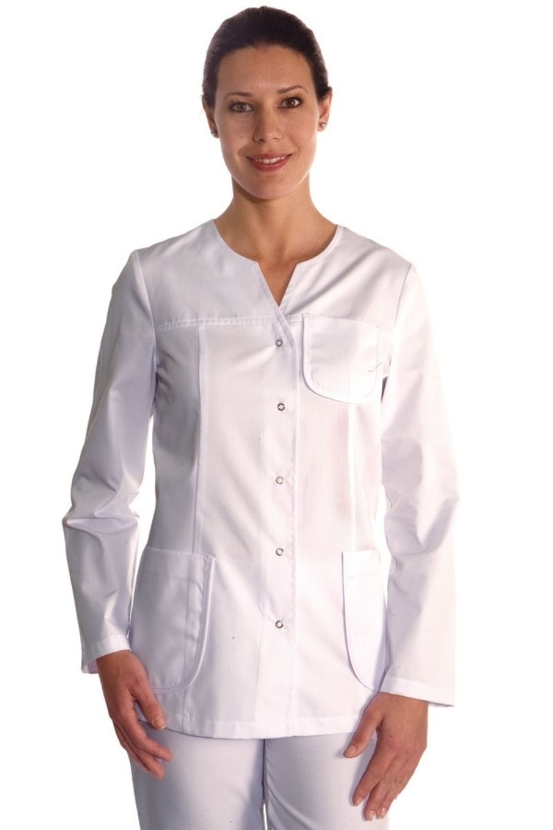 Blusó blanc Dyneke 8274 màniga llarga amb cierres 2